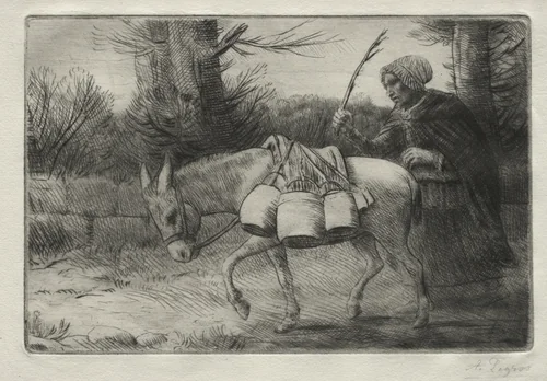 The Dairymaid of Boulogne (Third Plate) by Alphonse Legros, print, 1857-1911