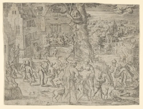 The Village Fair by Peeter van der Borcht, print, 1549