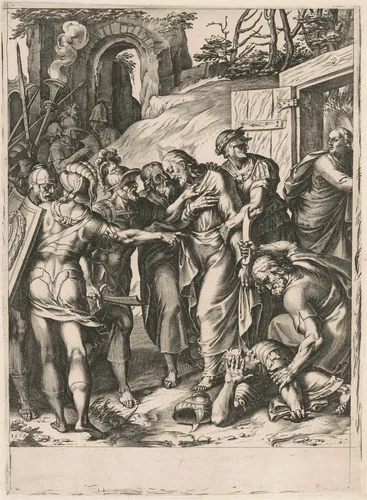 The Betrayal of Christ by Cornelis Cort
Girolamo Muziano, print, 1568