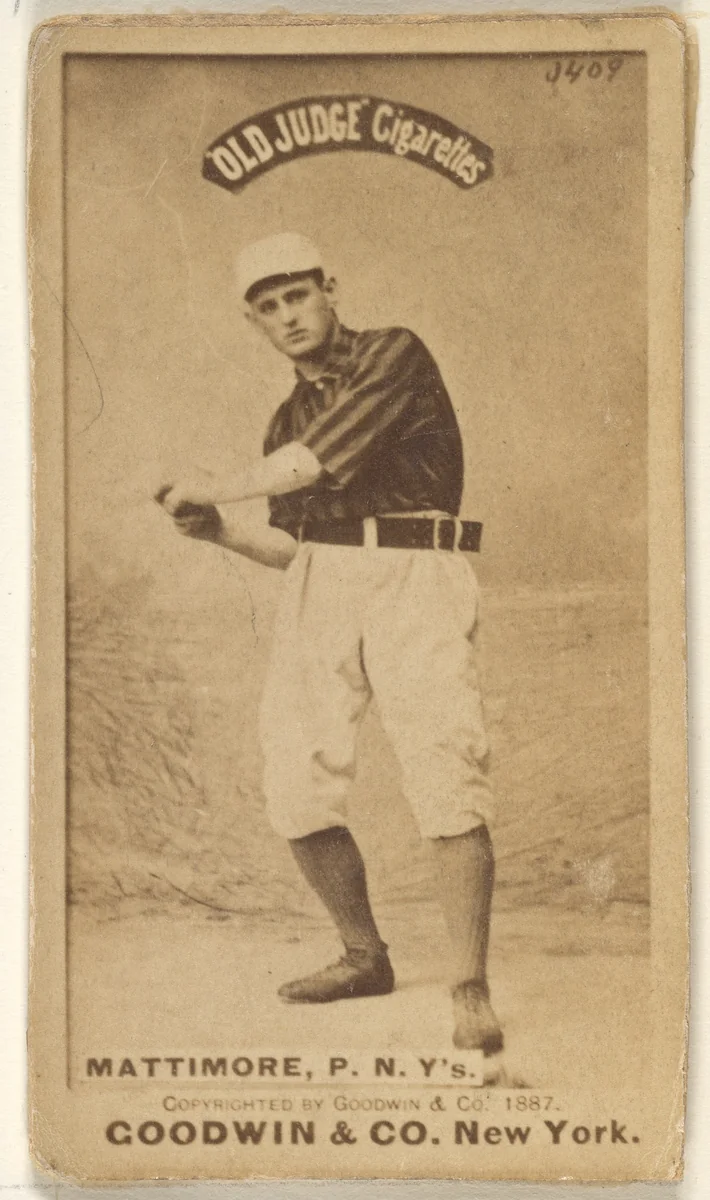 Michael "Mike" Joseph Mattimore, Pitcher, New York, from the Old Judge series (N172) for Old Judge Cigarettes by Goodwin & Company, photograph, 1887