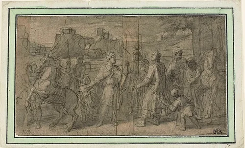 Meeting of Two Kings by François Verdier, drawing, 1671-1730