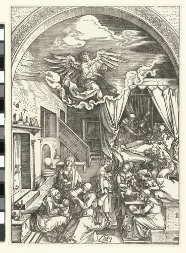 De geboorte van Maria by Unknown, print, 1501-1505