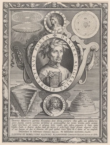 Portrait of Dante Alighieri by Jan van der Straet, print, 1590-1600