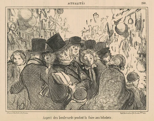 Aspect des boulevards pendant la foire aux bibelots by Honoré Daumier, print, 1856