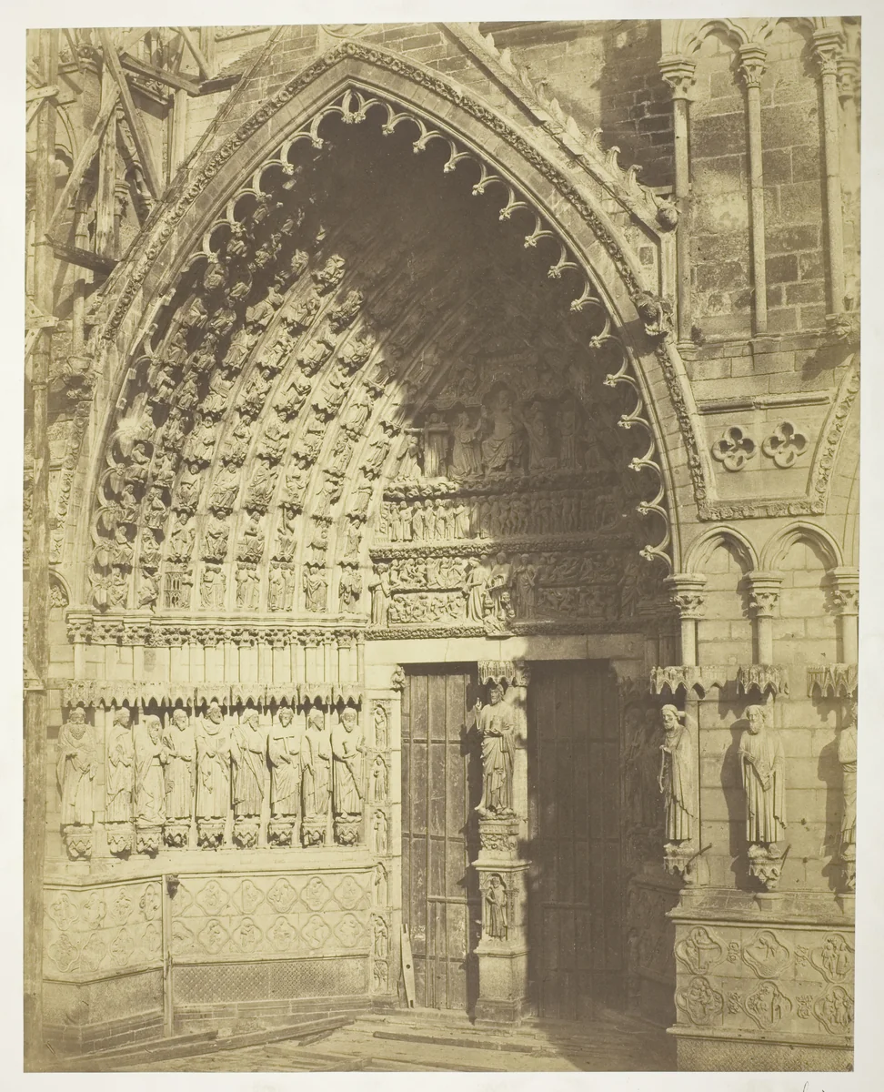 Amiens Cathedral, West Facade, Central Portal by Bisson Frères, photograph, 1854