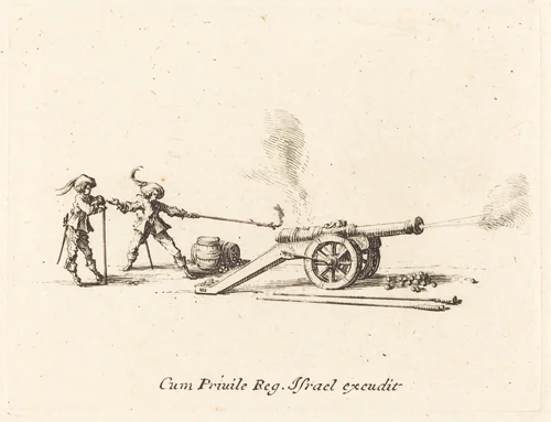 Firing the Cannon by Jacques Callot, print, 1634-1635