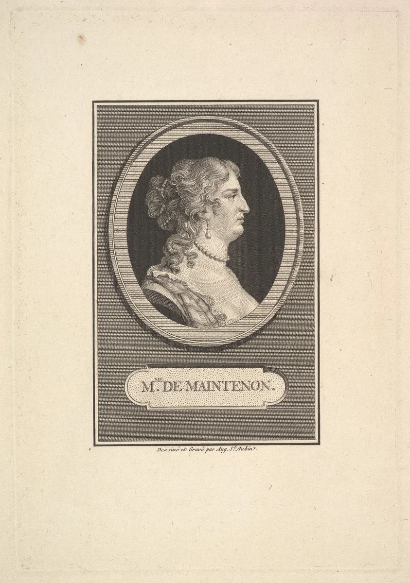 Portrait of Madame de Maintenon by Augustin de Saint-Aubin, print, 1799-1809