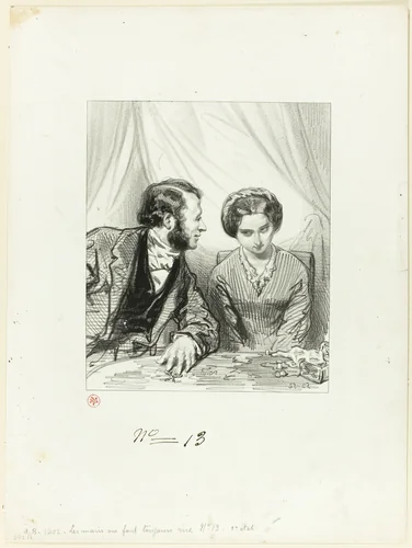 Husbands Always Make Me Laugh: How badly you lie, my dear by Paul Gavarni, print, 1853