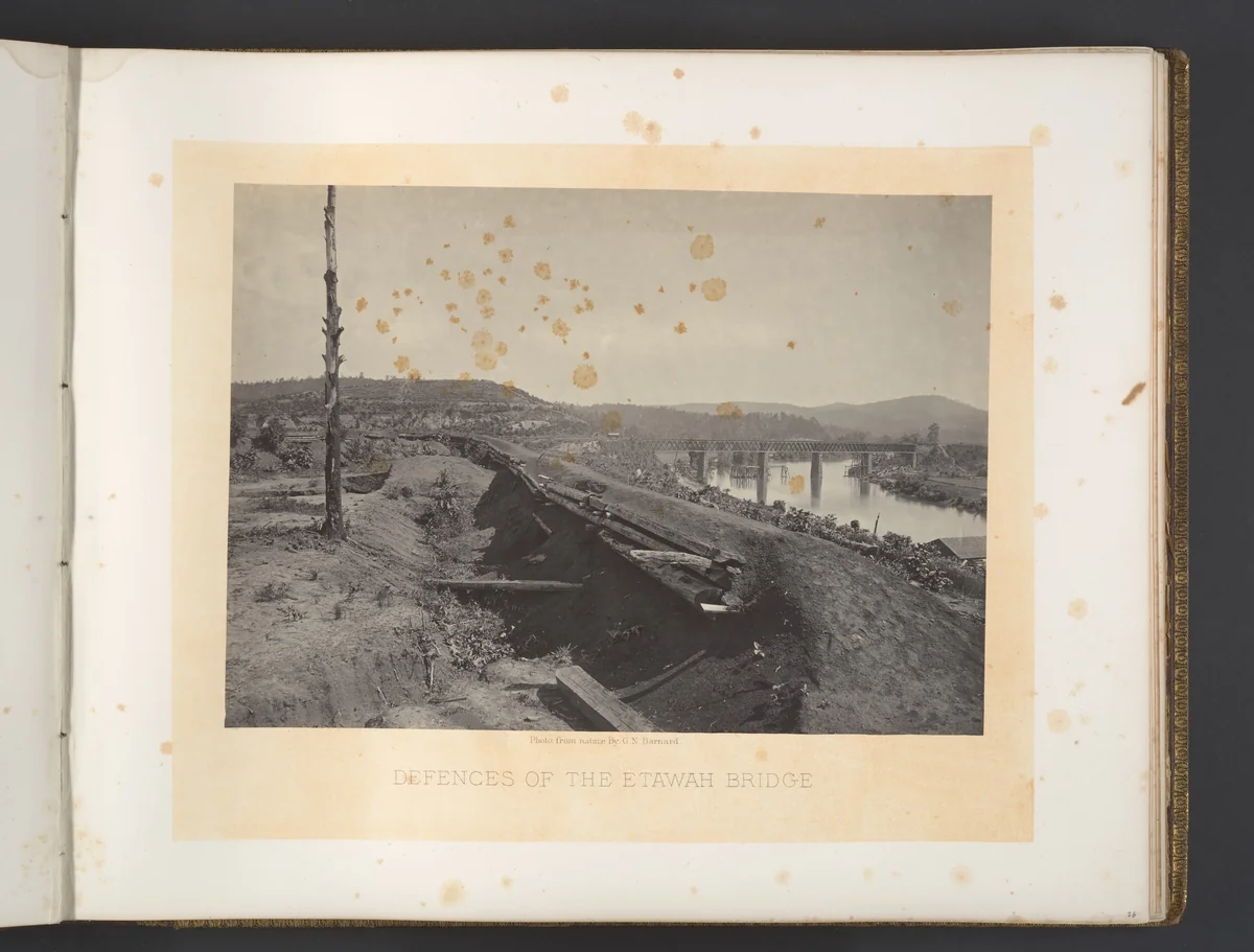 Defences of the Etawah Bridge by George N. Barnard, photograph, 1860-1869