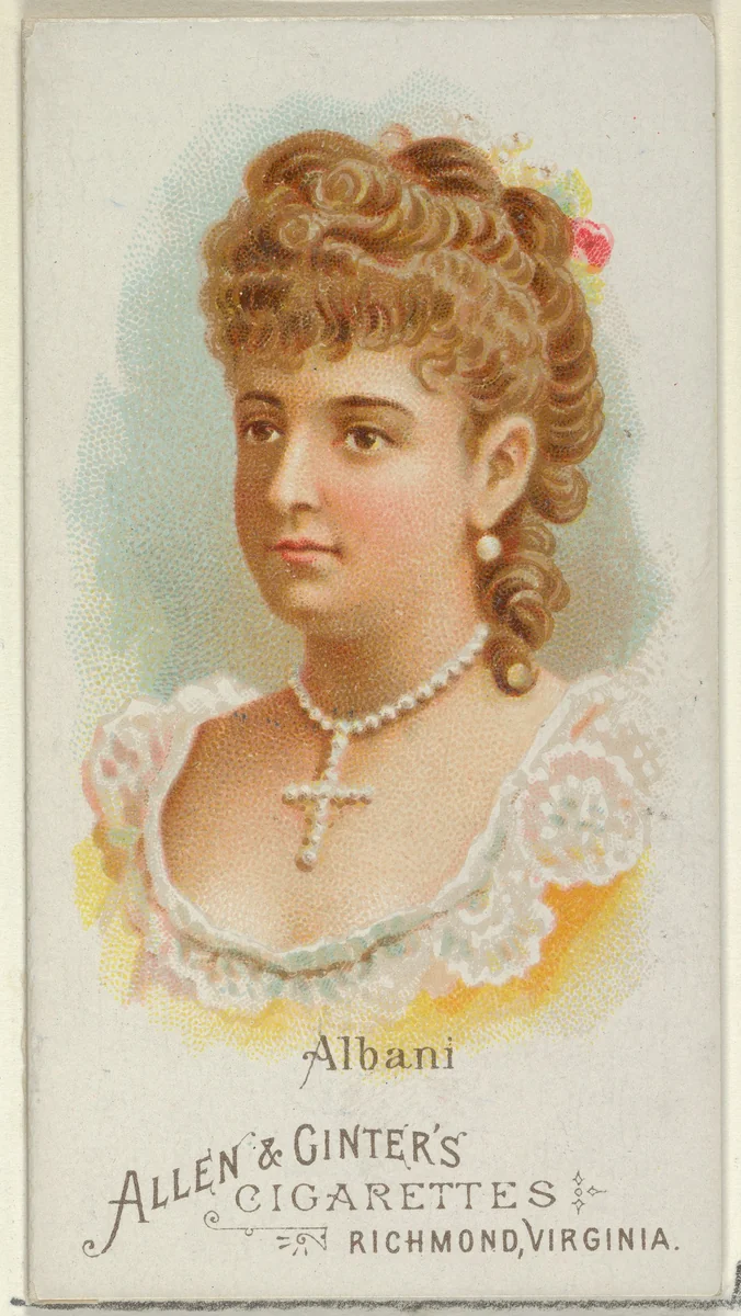 Albani, from World's Beauties, Series 1 (N26) for Allen & Ginter Cigarettes by Allen & Ginter, print, 1888