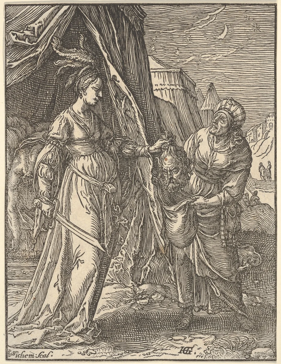 Judith, after Goltzius by Christoffel van Sichem, print, 1550-1624