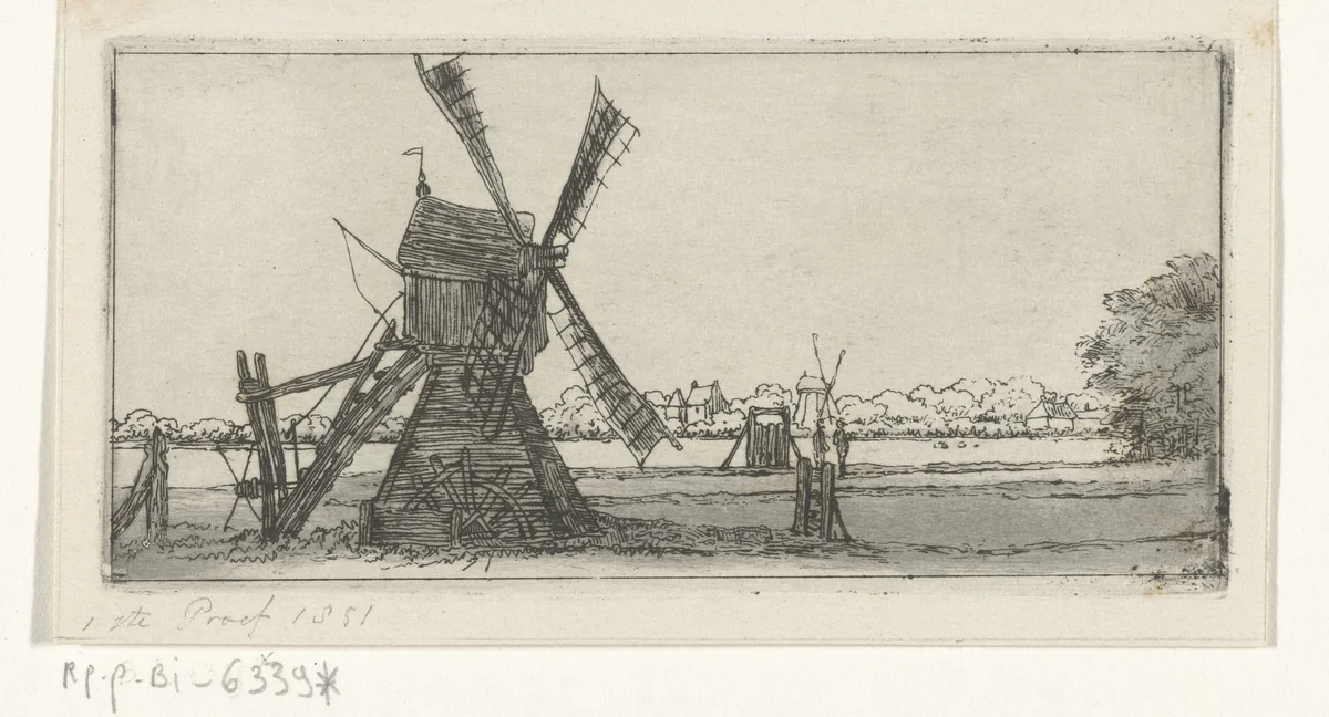 Landschap met molen by Jacobus Ludovicus Cornet, print, 1851