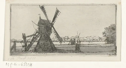 Landschap met molen by Jacobus Ludovicus Cornet, print, 1851