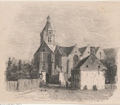 Gezicht op de Grote Kerk te Vianen by Isaac Weissenbruch, print, 1836-1912