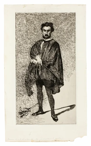 The Tragic Actor (Rouvière in the role of Hamlet) by Édouard Manet, print, 1865-1866