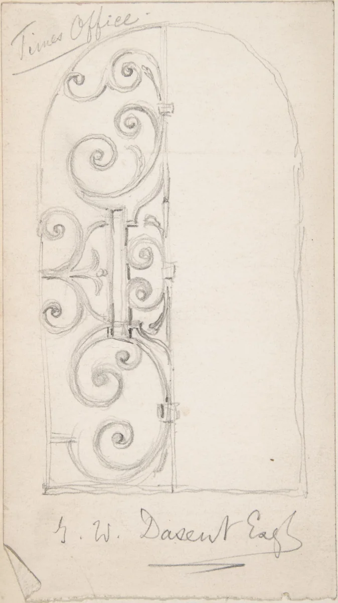Ornamental Ironwork on a Window or Shutter by Richardson Ellson, drawing, 1875-1885