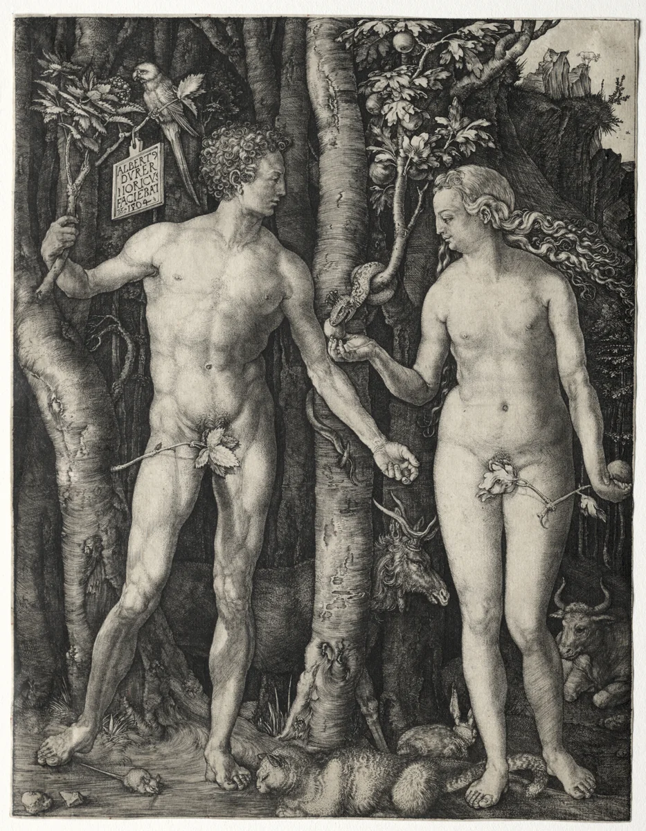 Adam and Eve by Albrecht Dürer, print, 1504