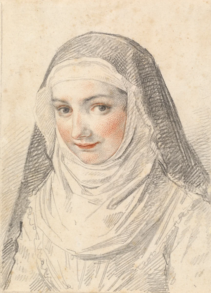 A Young Nun by Claude Mellan, drawing, 1598-1688