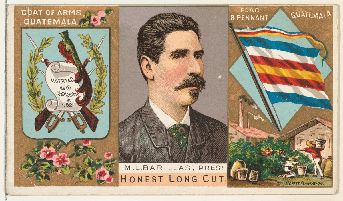 M. L. Barillas, President of Guatemala, from the Rulers, Flags, and Coats of Arms series (N126-1) issued by W. Duke, Sons & Co. by W. Duke, Sons & Co., print, 1888