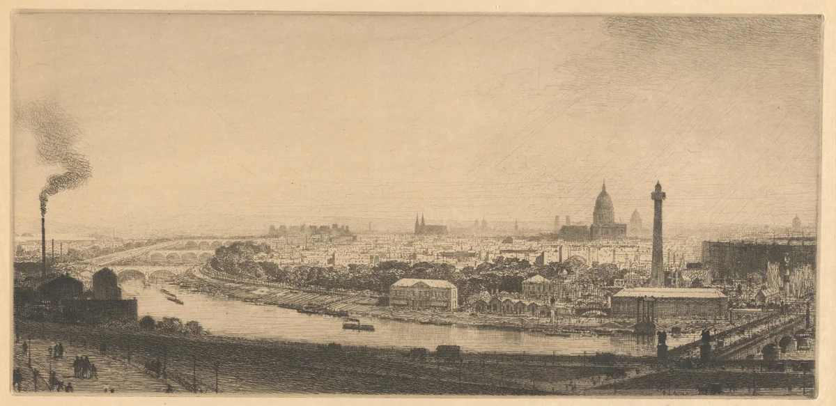 Paris in 1867: View from the Trocadéro by Maxime Lalanne, print, 1867