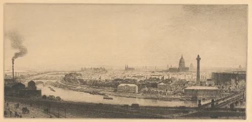 Paris in 1867: View from the Trocadéro by Maxime Lalanne, print, 1867