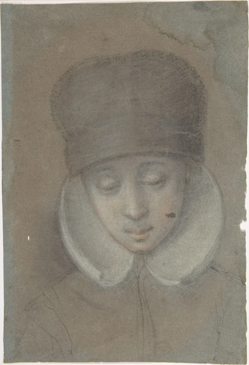 A Girl's Head by anonymous, drawing, 1600-1700
