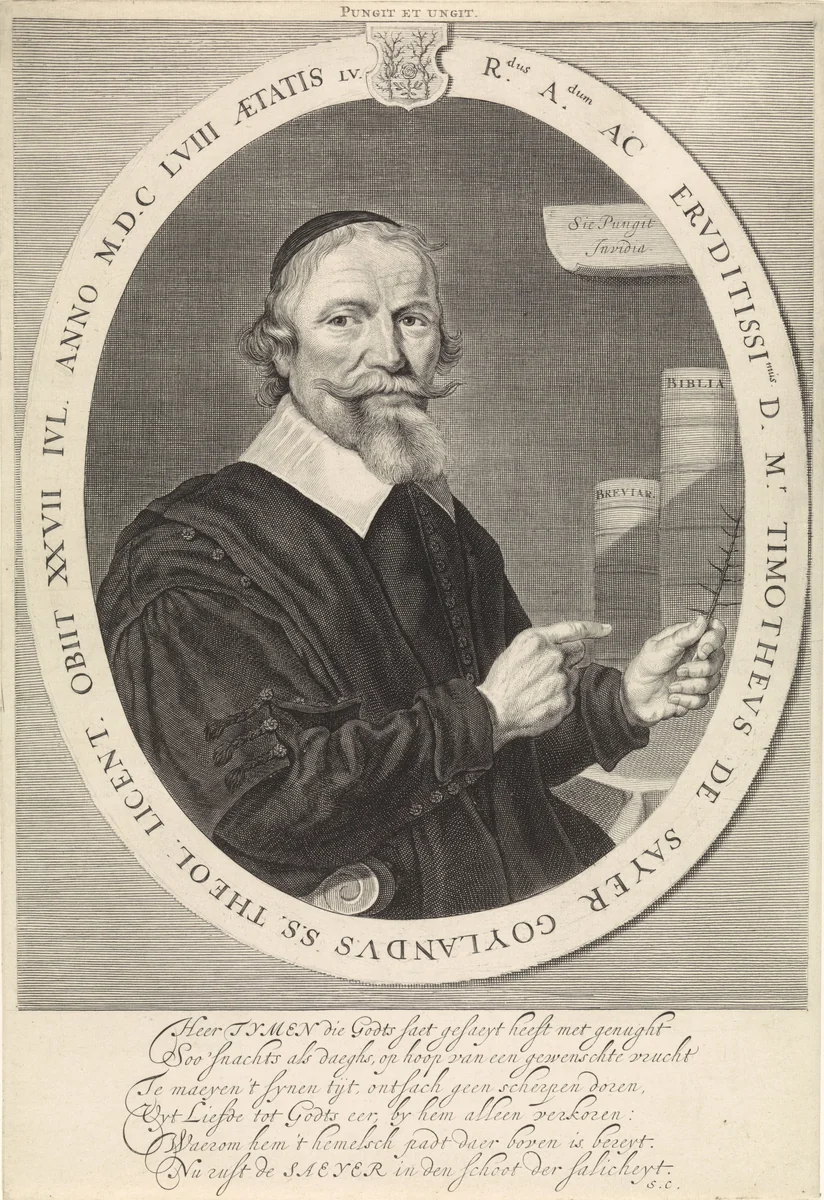 Portret van Timotheus de Sayer by Theodor Matham, print, 1658-1676