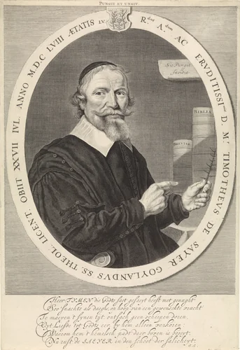 Portret van Timotheus de Sayer by Theodor Matham, print, 1658-1676