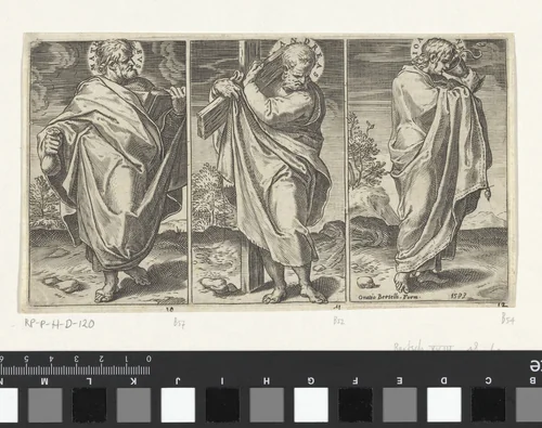 Matteüs, Andreas en Johannes by Agostino Carracci, print, 1583