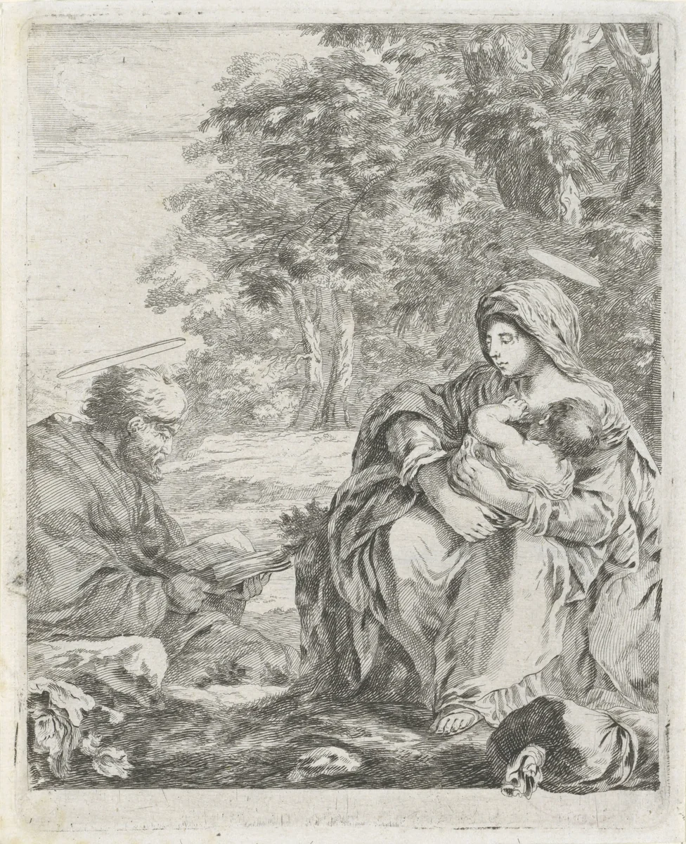 Rust op de vlucht naar Egypte by anonymous, print, 1620-1664