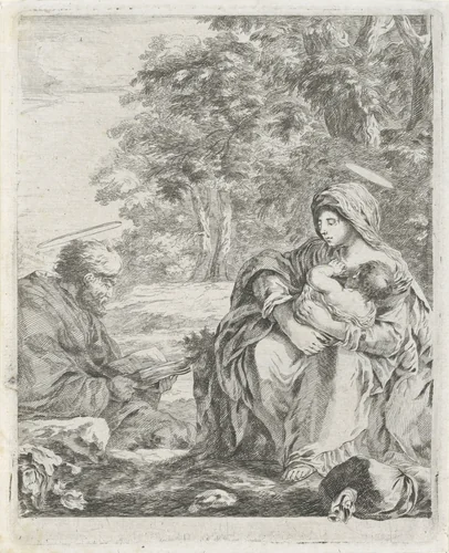 Rust op de vlucht naar Egypte by anonymous, print, 1620-1664