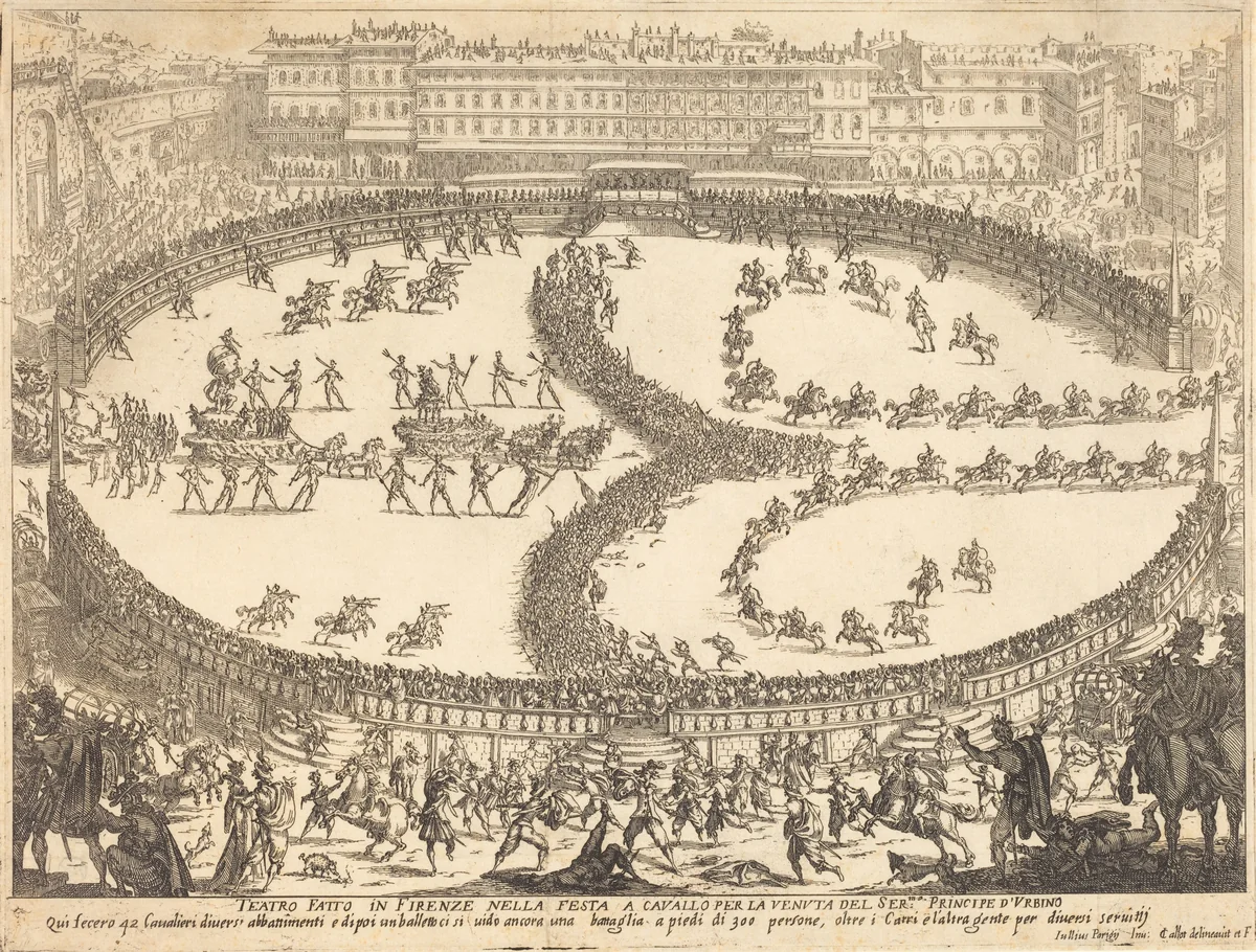 View of the Festival by Jacques Callot, print, 1616