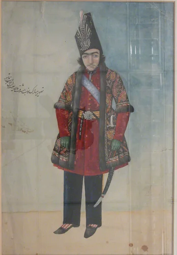 Portrait of Prince Nasir al-Din Mirza by Aqa Buzurg Shirazi, manuscript, 1840-1849