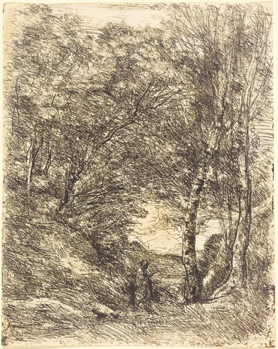 The Gardens of Horace (Les Jardins d'Horace) by Jean-Baptiste-Camille Corot, print, 1855