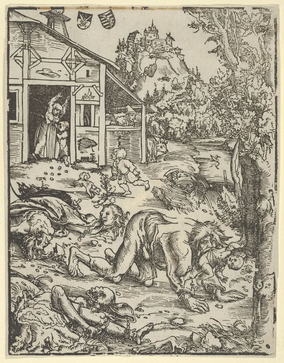 The Werewolf or the Cannibal by Lucas Cranach, print, 1472-1553