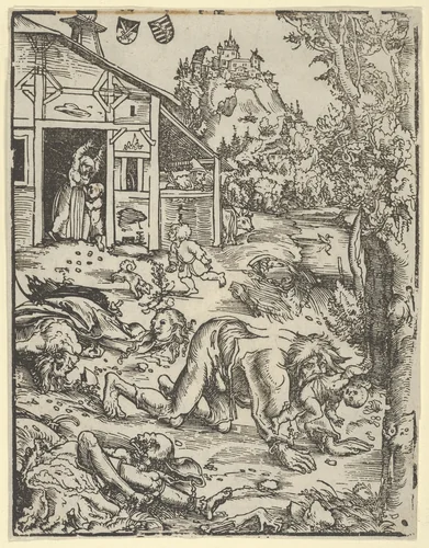 The Werewolf or the Cannibal by Lucas Cranach, print, 1472-1553