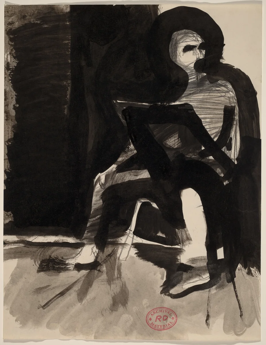 Untitled [seated figure abstracted] by Richard Diebenkorn, drawing, 1955-1967