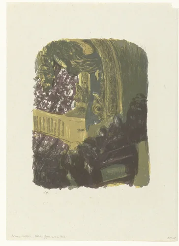 Tribune en balkons met publiek in Théâtre Gymnase in Parijs by Édouard Vuillard, print, 1895-1900