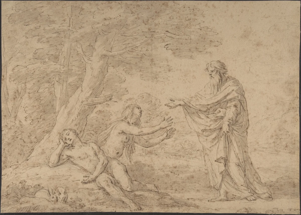 The Creation of Eve by Etienne Parrocel, drawing, 1700-1800