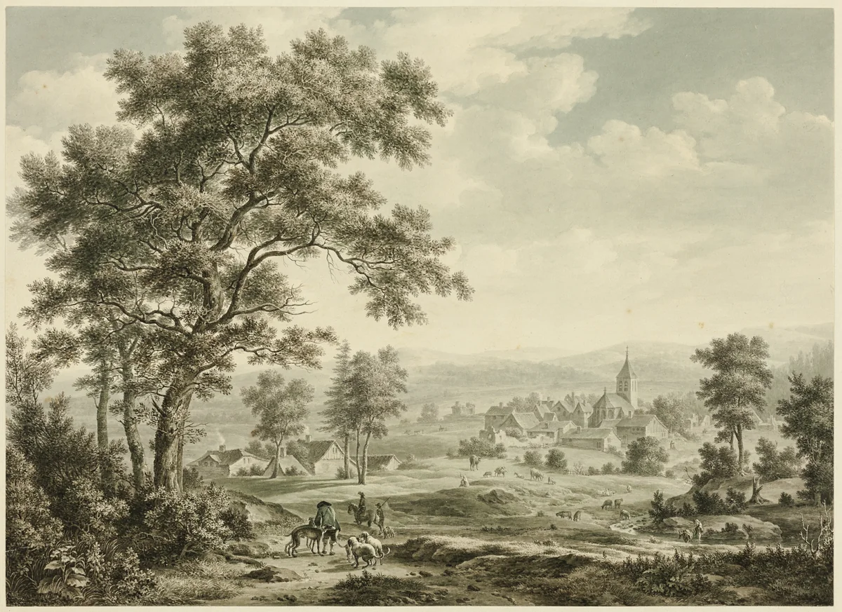 View of Village and Distant Hills by Unknown French artist, painting, 1700-1799
