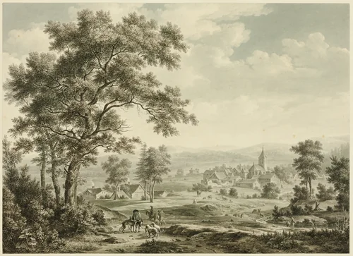 View of Village and Distant Hills by Unknown French artist, painting, 1700-1799