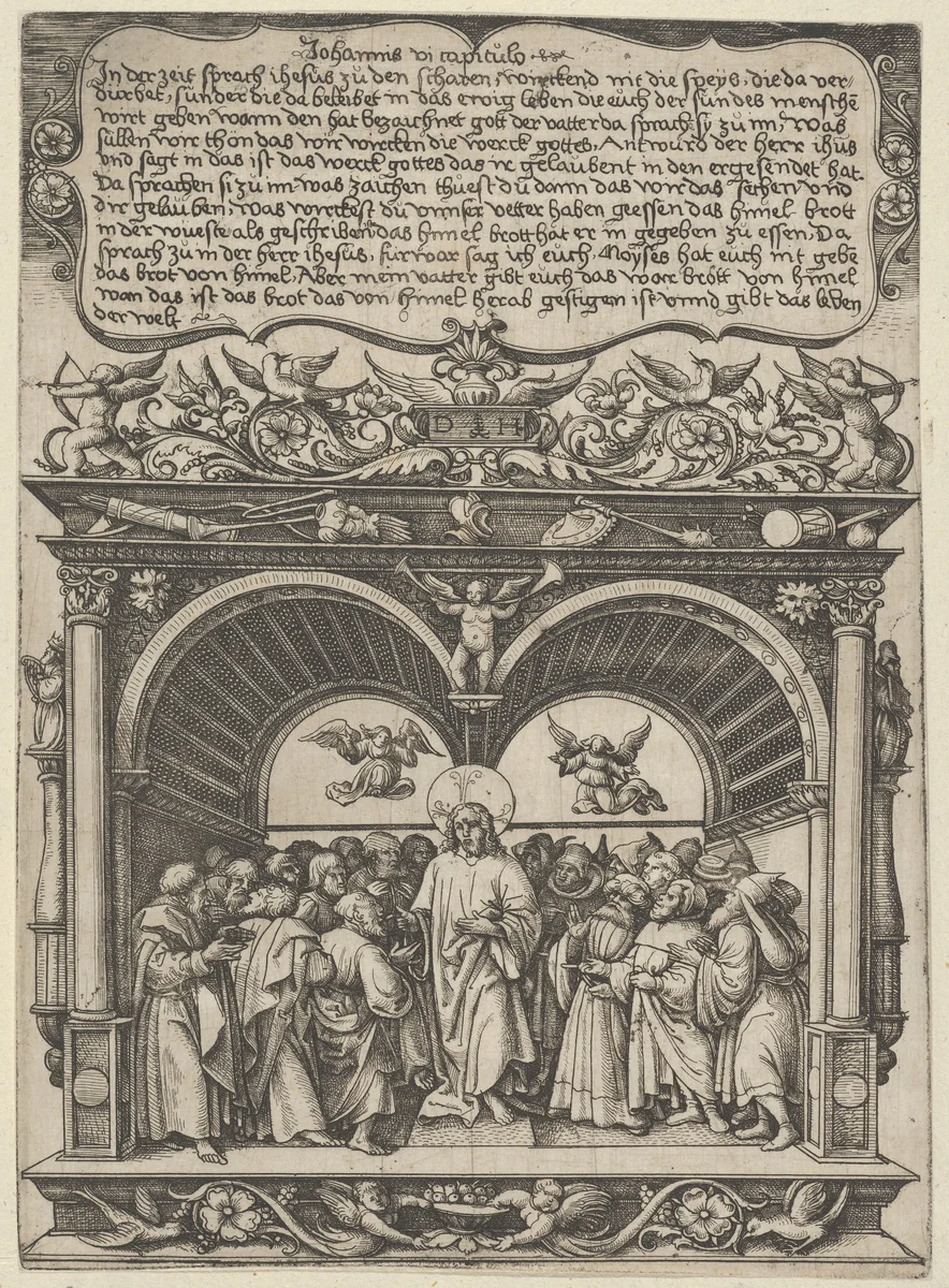Christ Sermonizing on the Bread from Heaven by Daniel Hopfer, print, 1515-1525