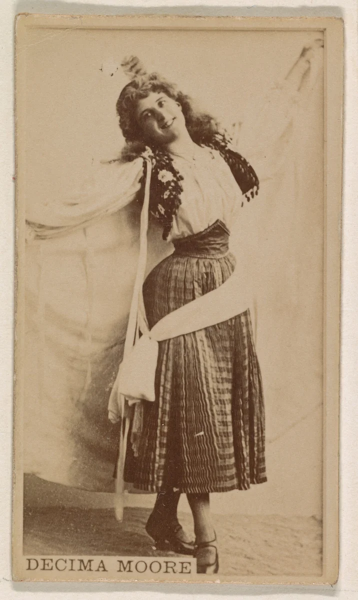 Decima Moore, from the Actresses series (N245) issued by Kinney Brothers to promote Sweet Caporal Cigarettes by Kinney Brothers Tobacco Company, photograph, 1890