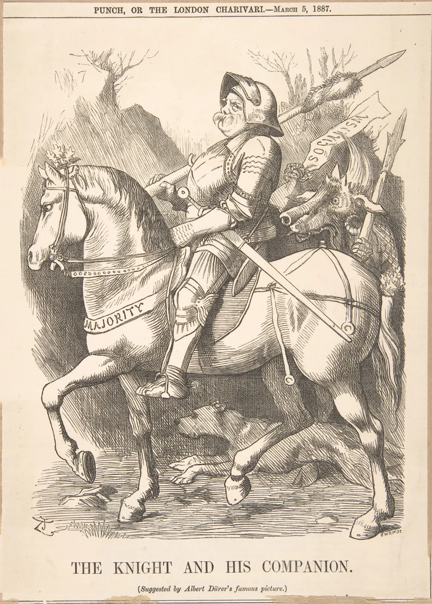 The Knight and His Companion by John Tenniel, print, 1887