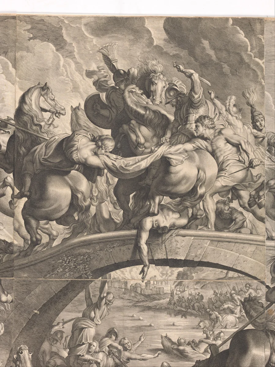 Slag van de Amazonen (detail) by Lucas Vorsterman, print, 1623