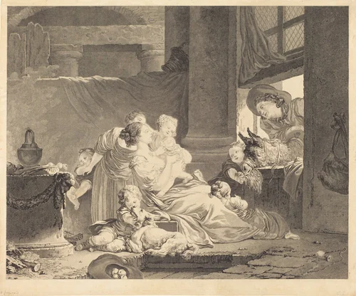 La famille du fermier by Clément-Pierre Marillier; Antoine Louis Romanet; Jean Honoré Fragonard, print, 1791