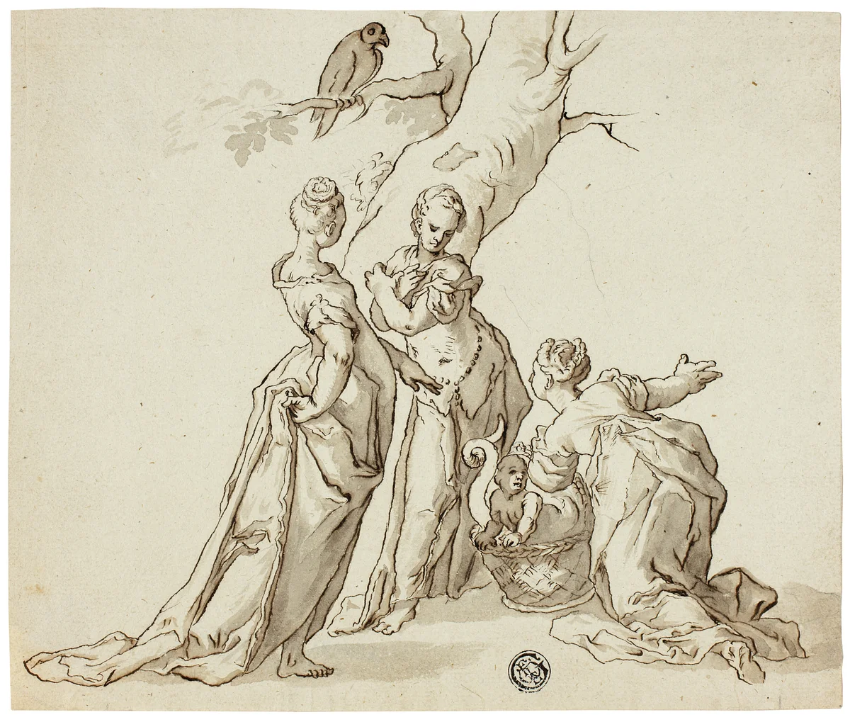 Discovery of Erichthonius by Unknown Artist, drawing, 1600-1799