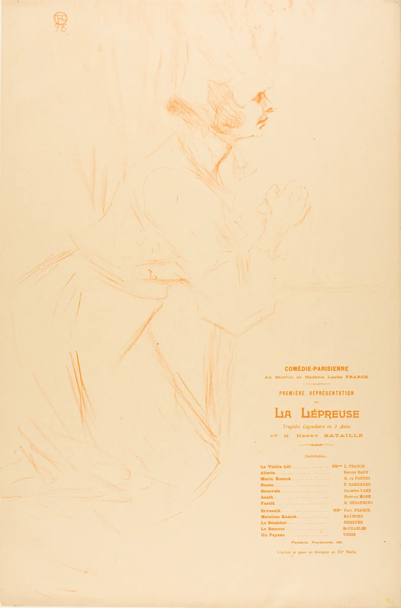 Program for La Lépreuse by Henri de Toulouse-Lautrec, print, 1896