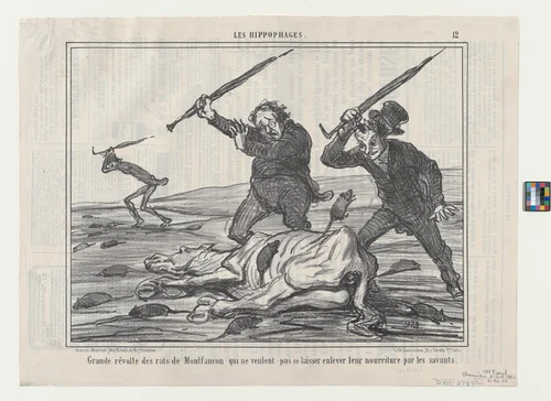 Grande révolte des rats de montfaucon, from Les Hippophages, published in Le Charivari, October 21, 1856 by Honoré Daumier, print, 1856