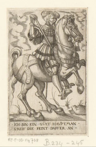 Hoofdman te paard by Unknown, print, 1524-1562